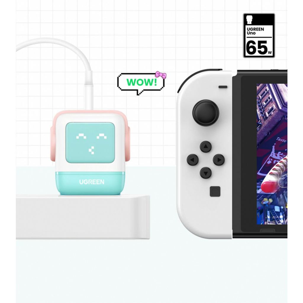 UGREEN CD361 Uno väggladdare USB-C/USB-A 65W – Blå/Rosa