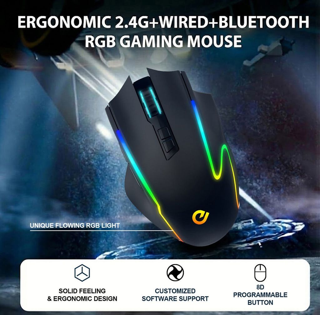Exibel GMBX-5 trådløs gamingmus RGB – sort