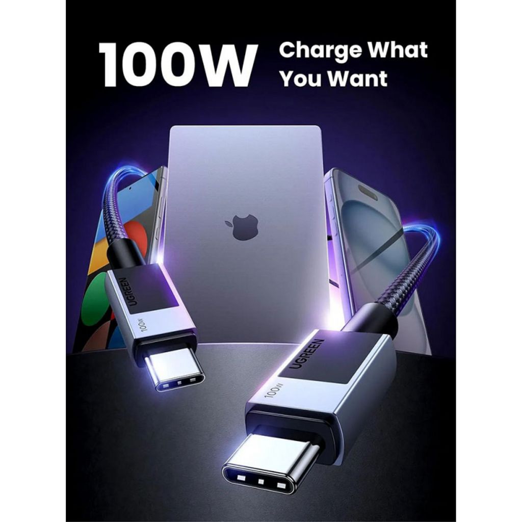 UGREEN L512 USB-C til USB-C kabel 100W – 3 m, grå