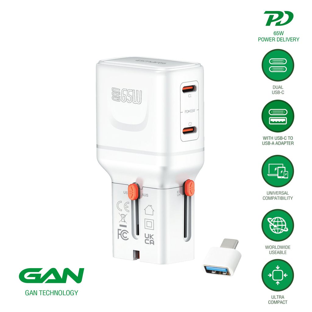 4Smarts Nomad Pocket GaN 65W Universal Rejseadapter - Hvid
