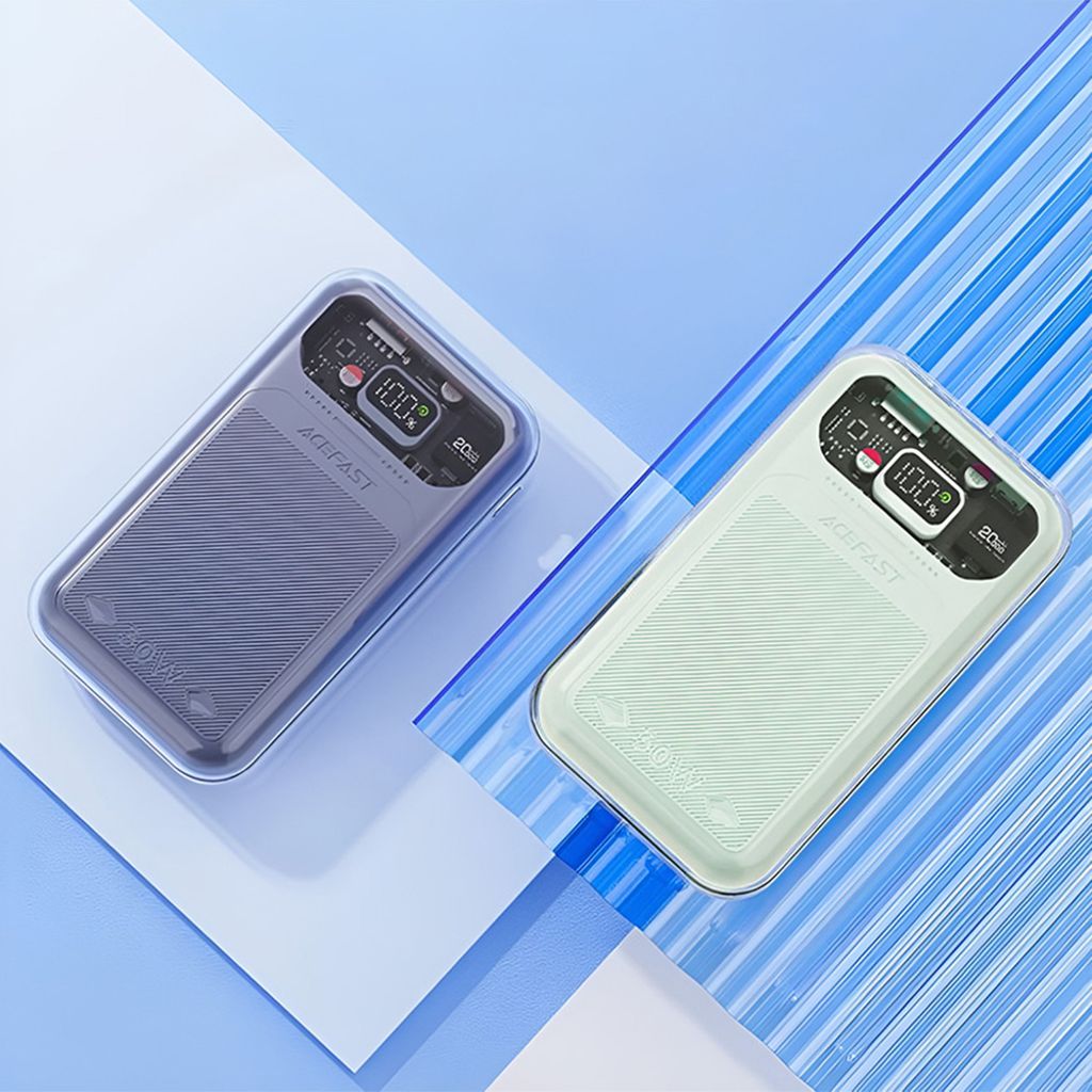 Acefast Sparkling Series M2 powerbank 20000mAh 30W hurtigopladning – grøn