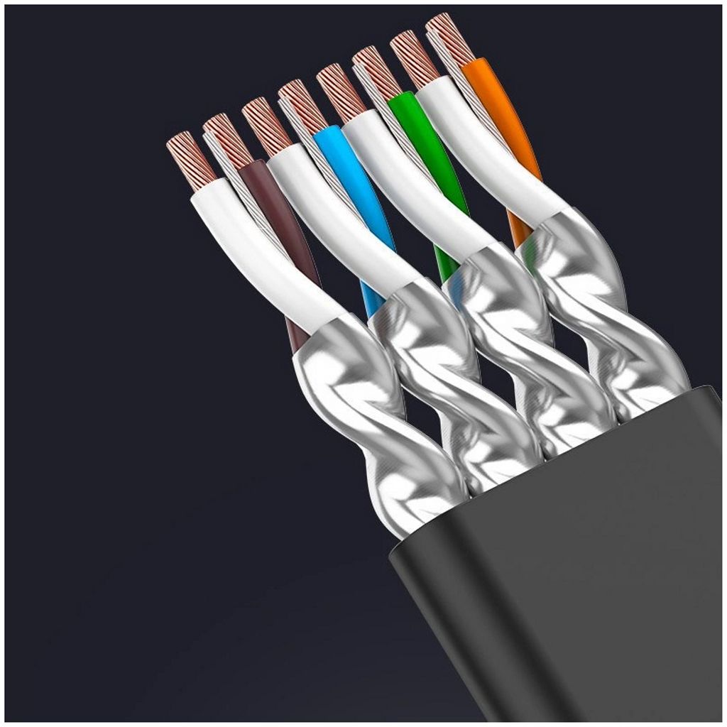 UGREEN NW106 nätverkskabel RJ45, UTP, Cat7, platt, 3m – Svart