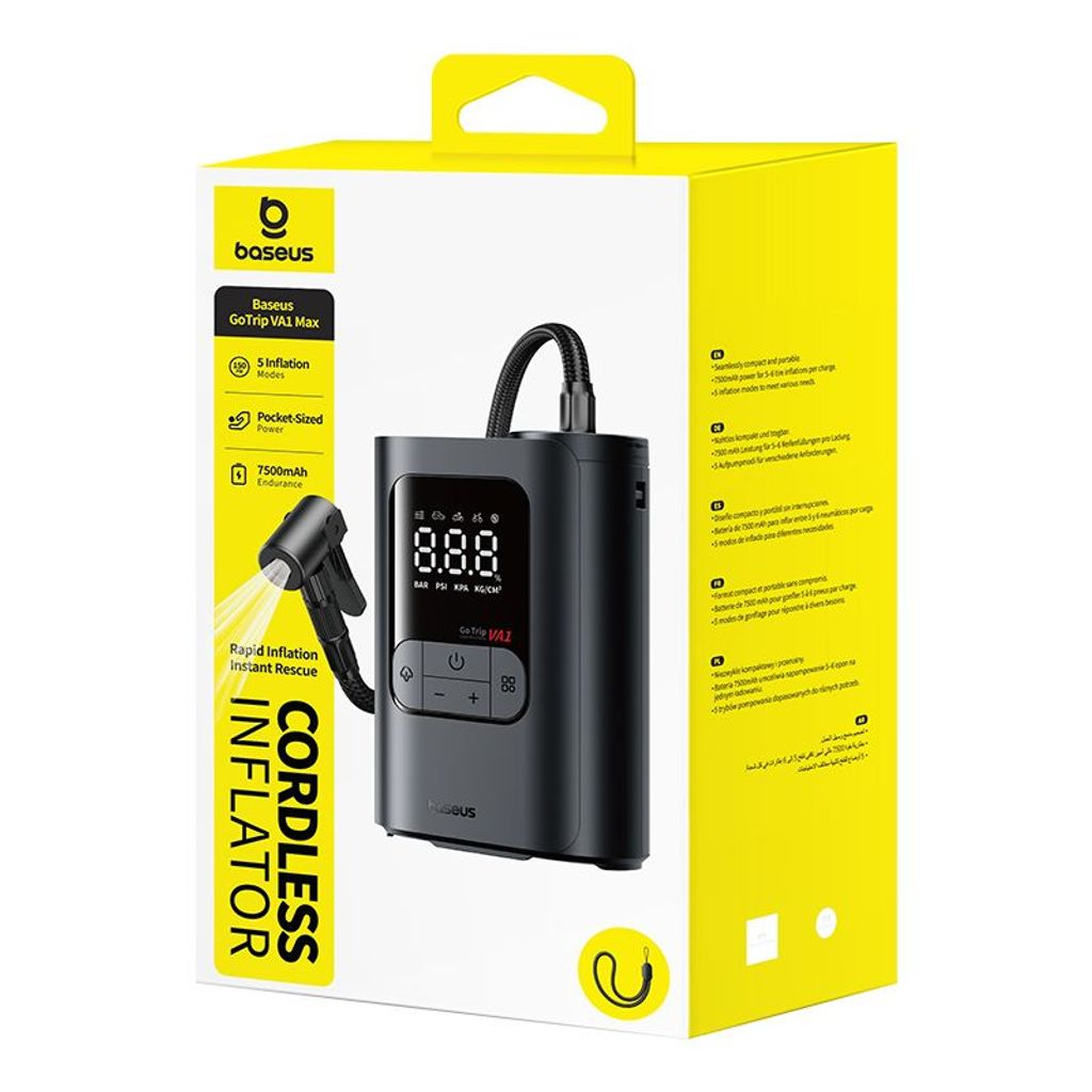 Baseus GoTrip VA1 Portabel Luftkompressor Trådlös 7500mAh – Svart