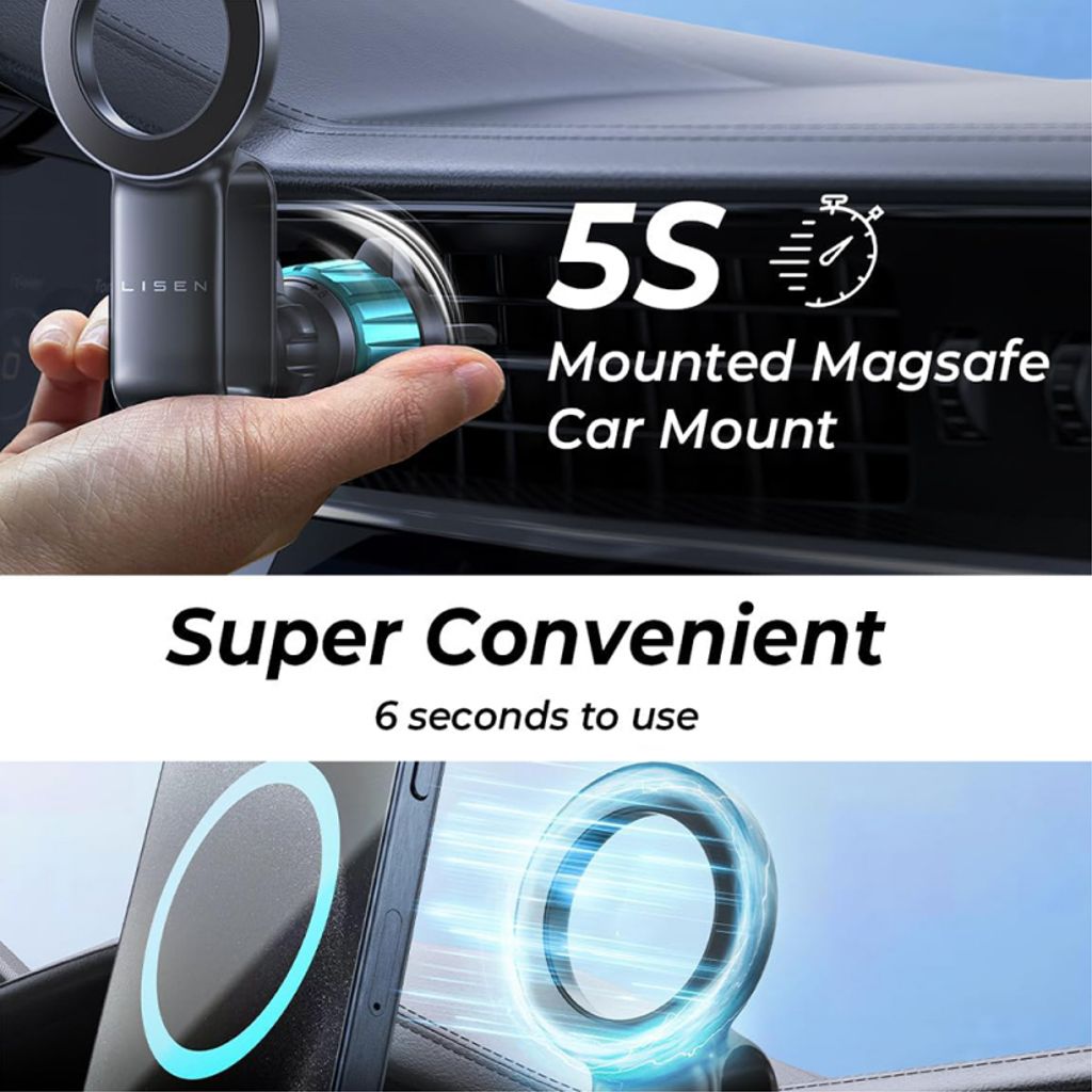 Lisen magnetisk bilventilholder – svart