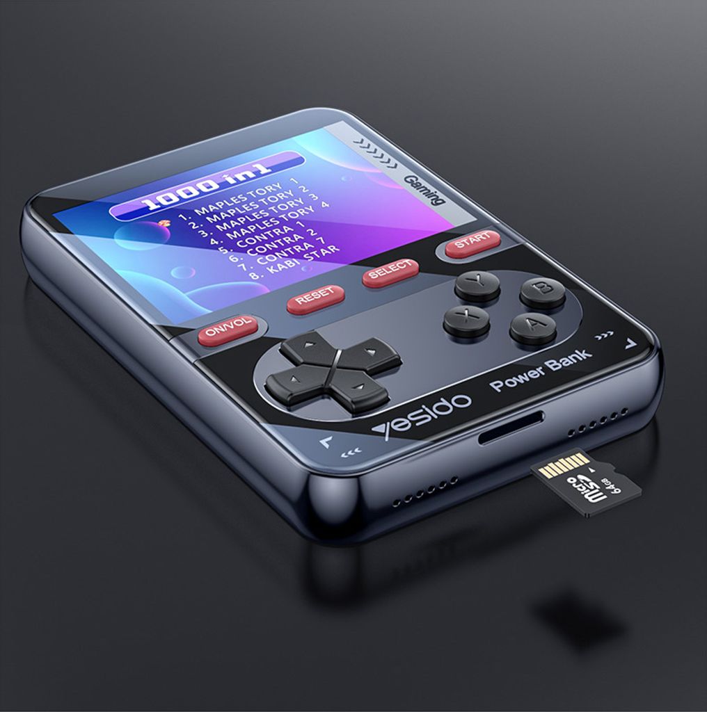 Yesido bærbar retro spillkonsoll powerbank 10000mAh 20W + Lightning-kabel