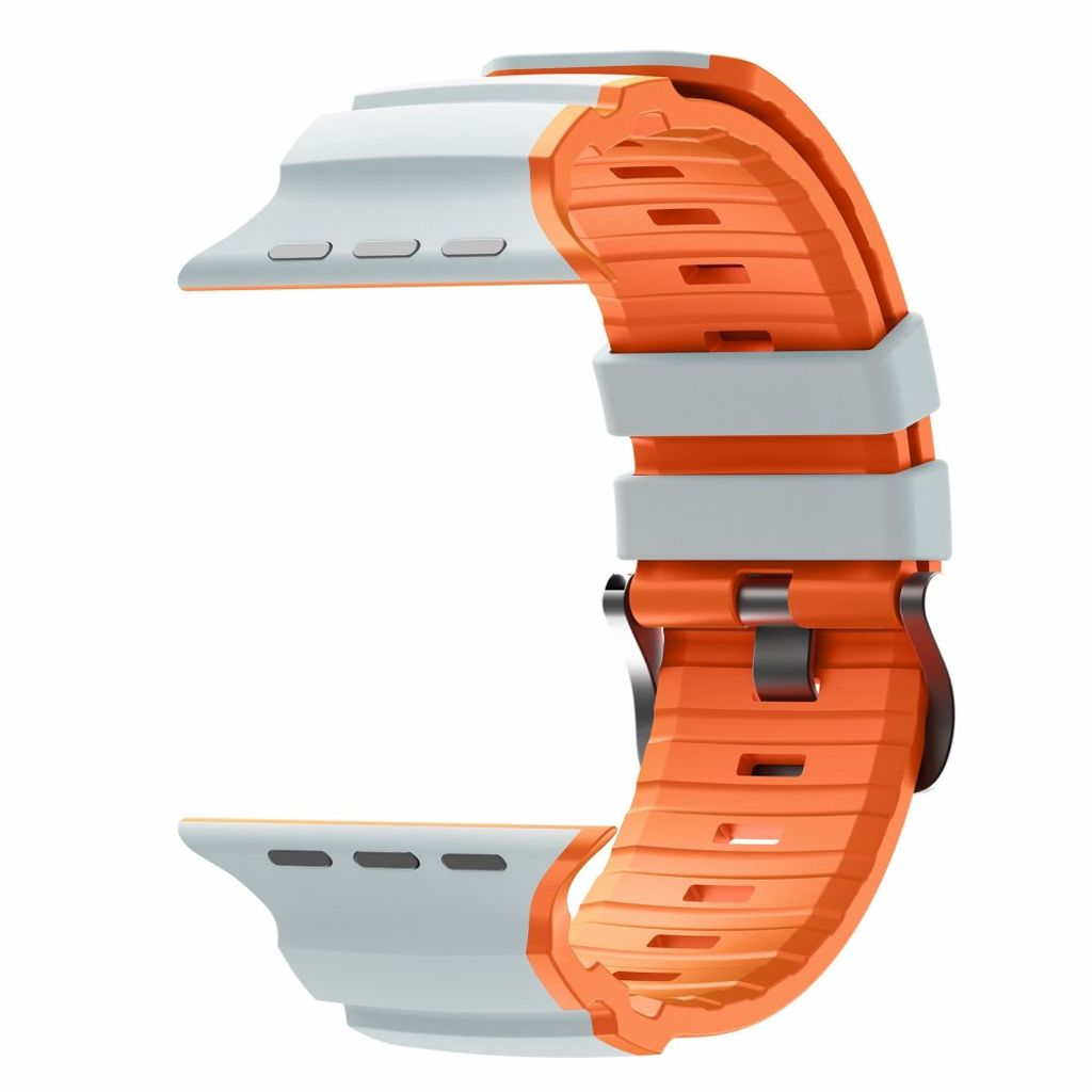 Apple Watch 49/46/44/42mm Tvåfärgat Klockarmband Silikon - Grå/Orange