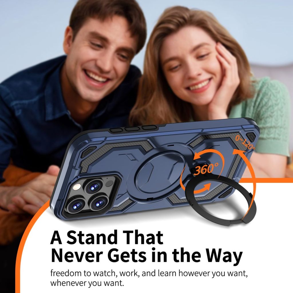 iPhone 13 Pro Max Magneettinen Kuori Ring Kickstand – Sininen