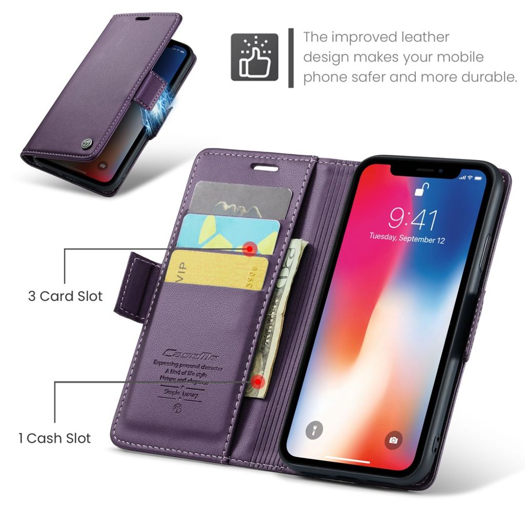 CASEME iPhone XS Max Pungetui RFID-blokerende – Lilla