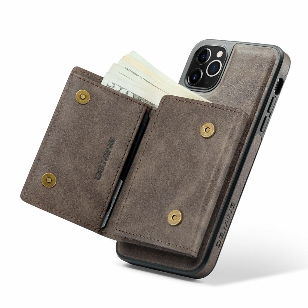 DG.MING iPhone 11 Pro Max Lompakkokuori Magneettinen RFID – Kahvinruskea