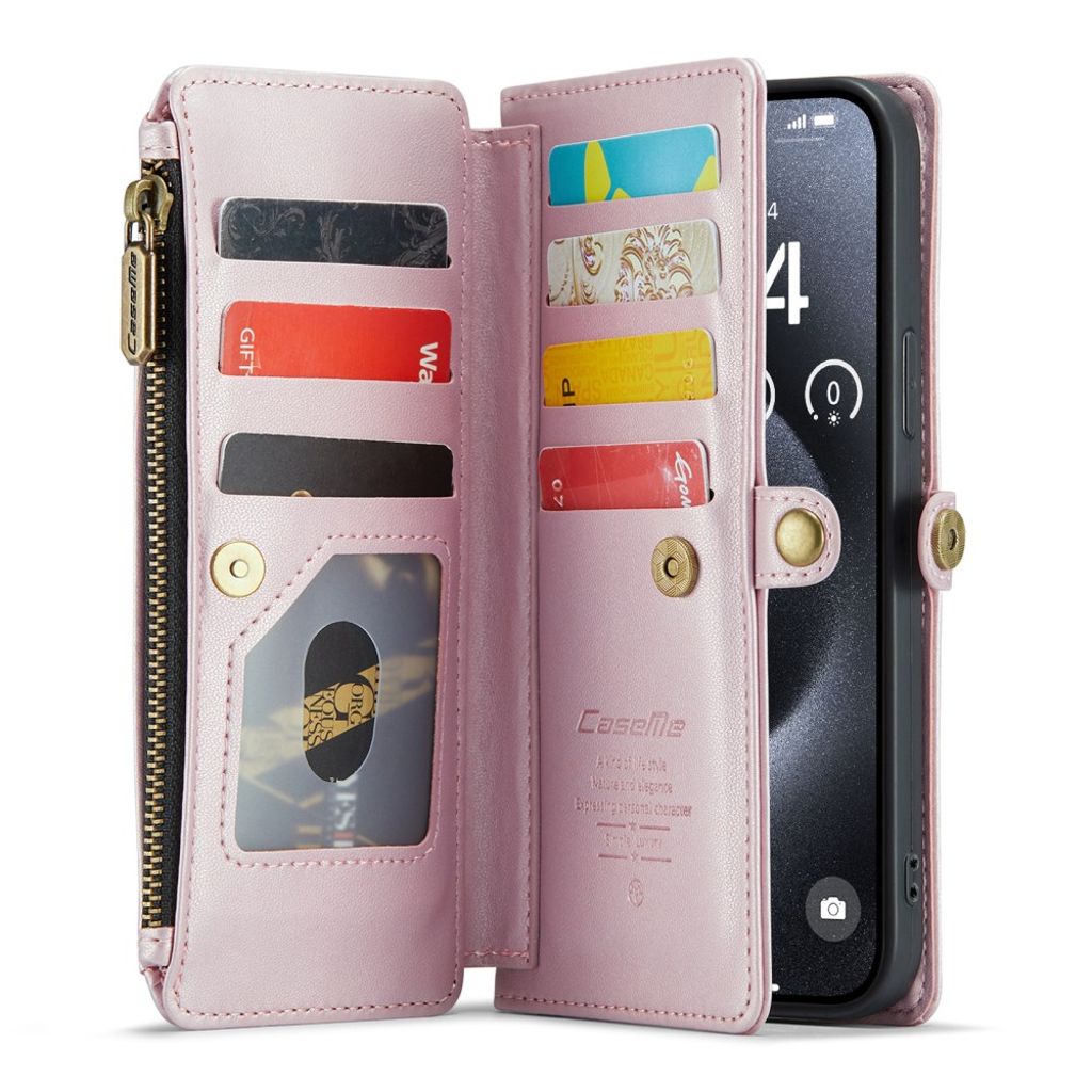 CASEME iPhone 16 Pro Max Lommeboketui med Stropp – Rosa