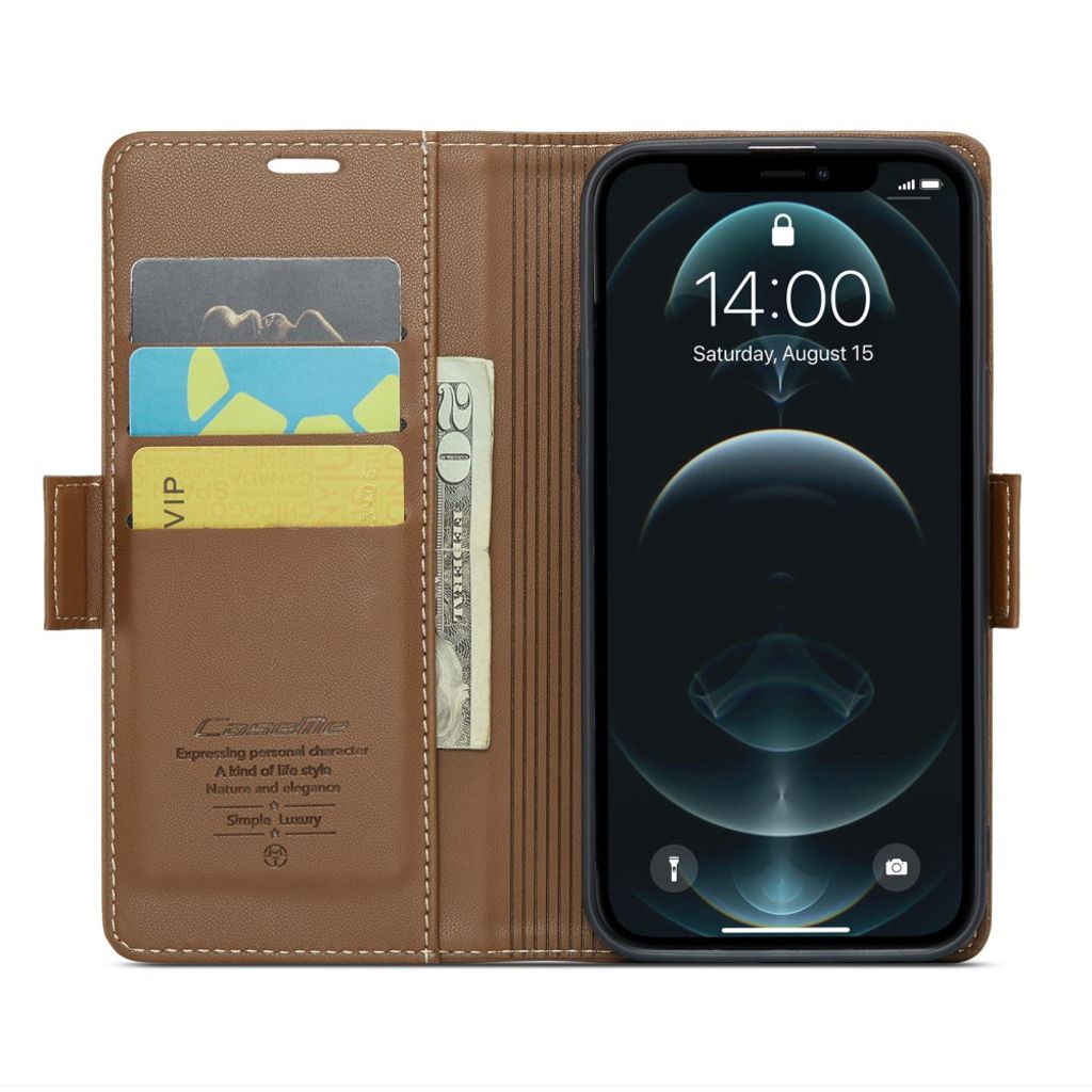 CASEME iPhone 12 Pro Max Kotelo Korttipaikka - Ruskea
