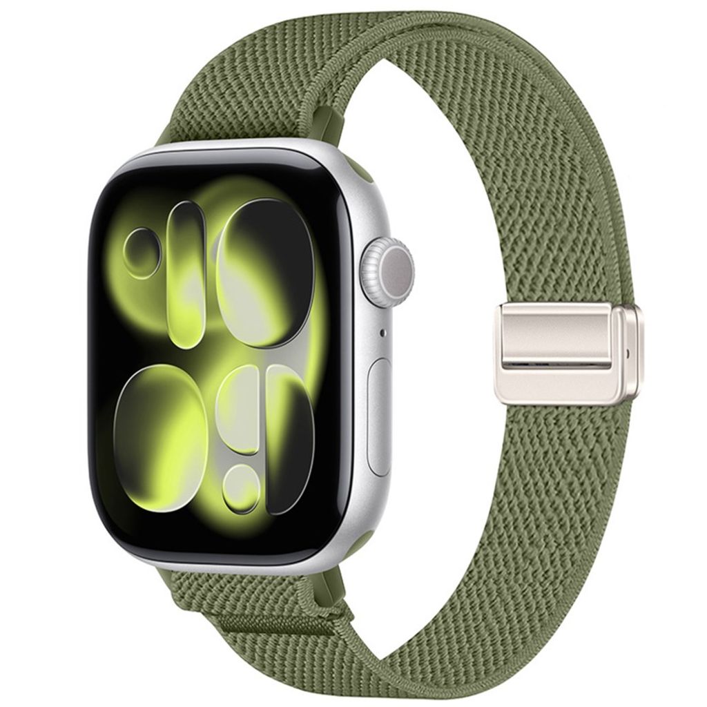 Apple Watch 42/41/40/38mm Smalt Klockarmband i Nylon - Olivgrön