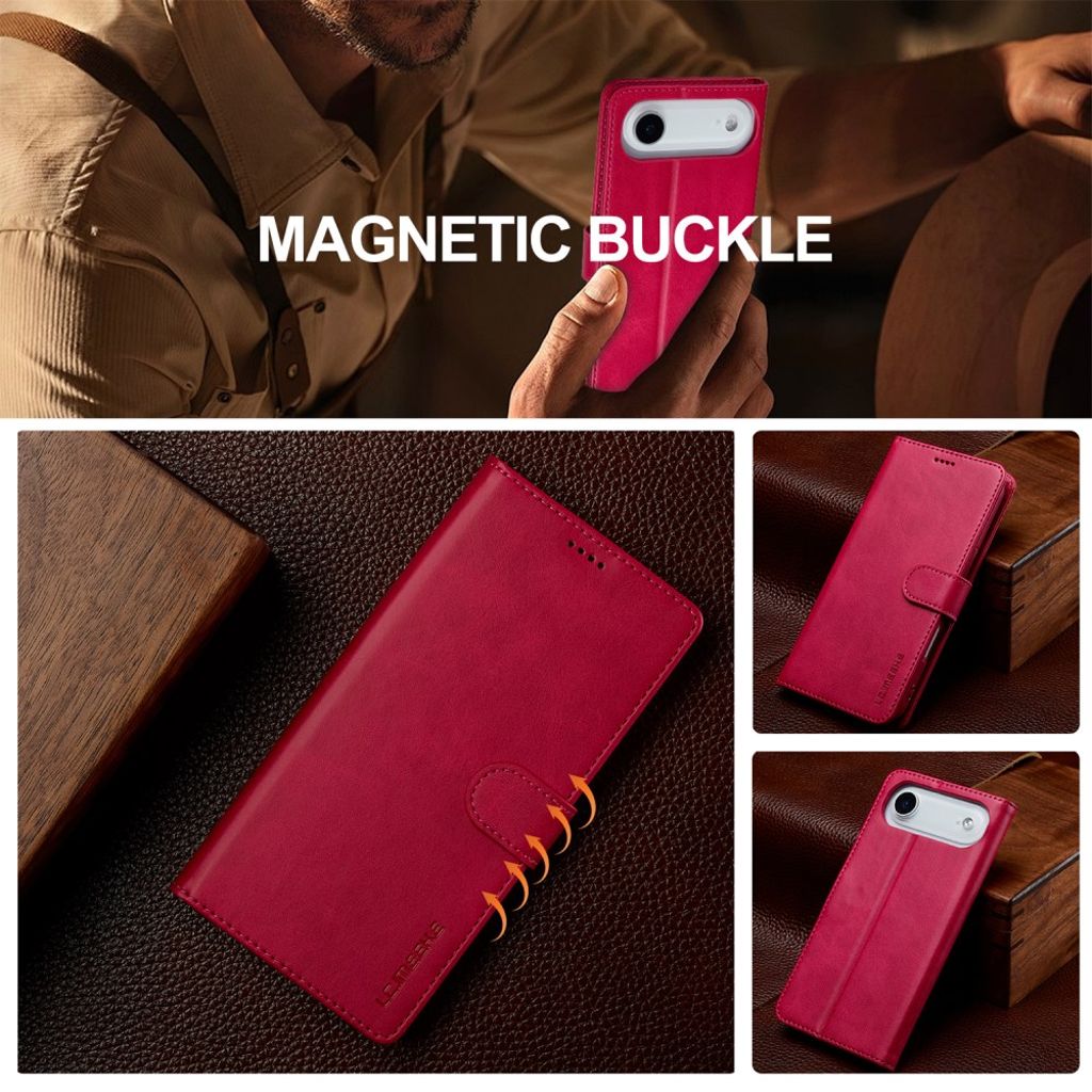 LC.IMEEKE iPhone 17 Air Pung-etui med Stander – Lyserød