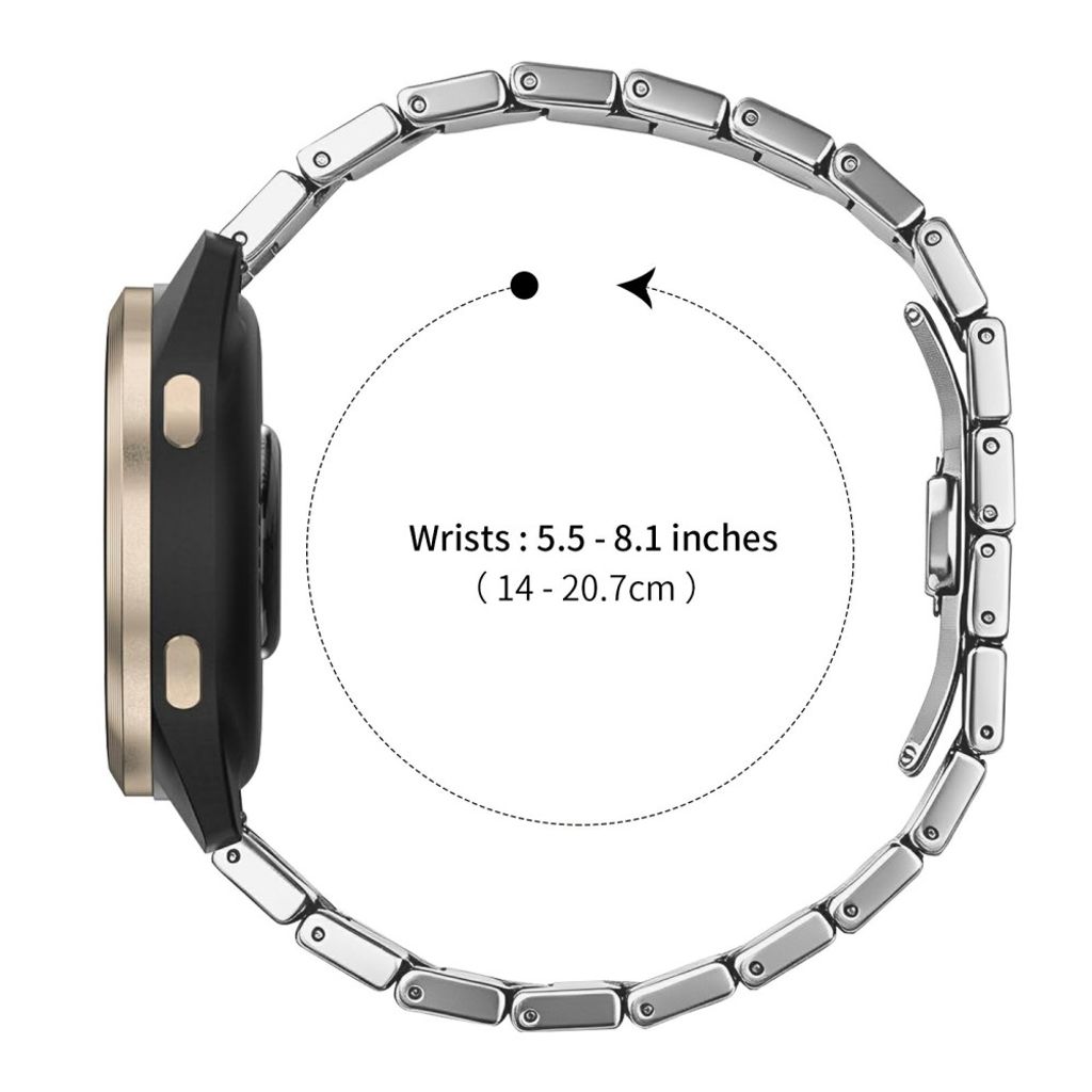 Garmin Forerunner 265S Rustfri Stål Urrem Sommerfuglespænde - Sølv