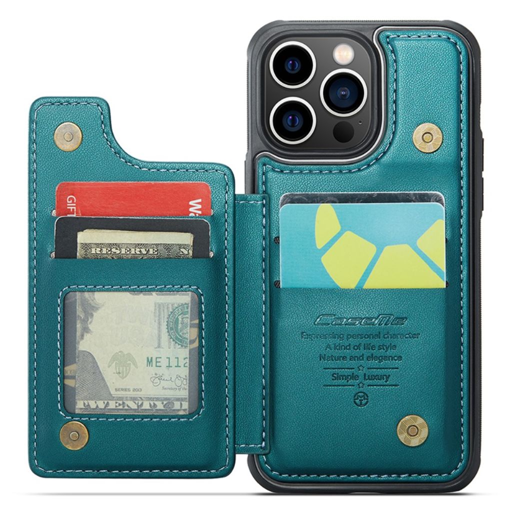 iPhone 13 Pro Kuori CASEME C22 Lompakkokuori RFID-estävä – Vihreä