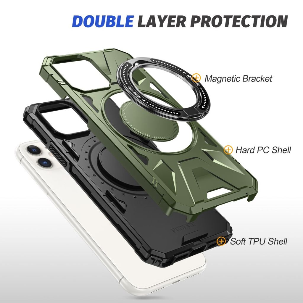 iPhone 11 Kuori Jalusta - Tummanvihreä