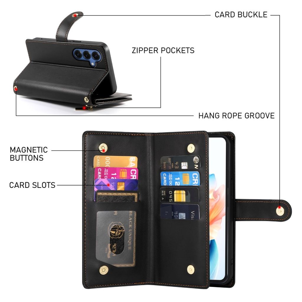 Samsung Galaxy S26 Plånboksfodral med Rem – Svart