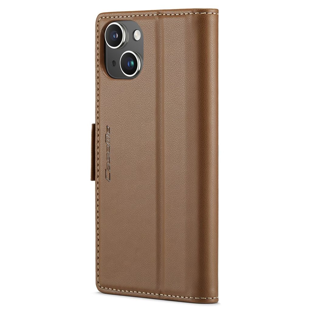 CASEME iPhone 15 Wallet Cover RFID Blocking 3 Card Slots - Brown
