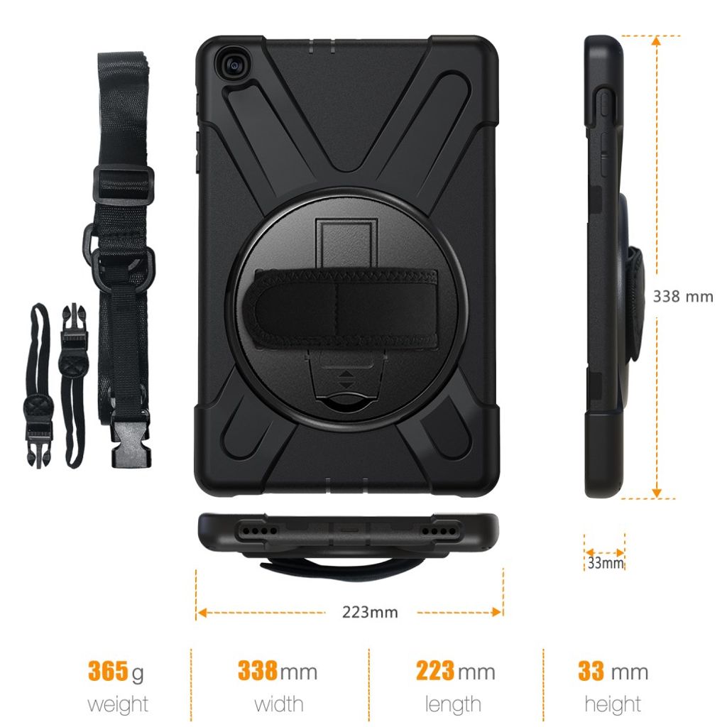 Samsung Galaxy Tab A 10.1 Deksel m/360° holder - Svart