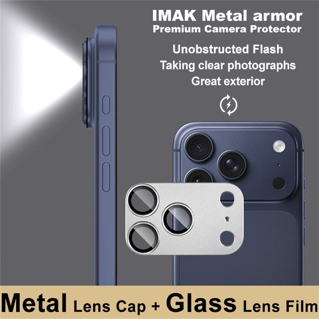 IMAK iPhone 18 Pro -linssinsuoja karkaistusta lasista/metallista - hopea