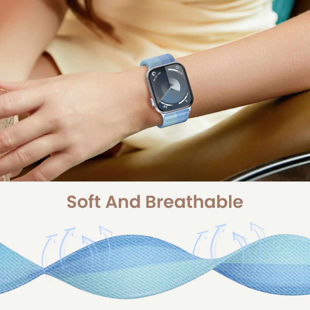 AHASTYLE WE26 Apple Watch 49/46/44/42mm Klockarmband i Nylon, 2st - Grå/Blå