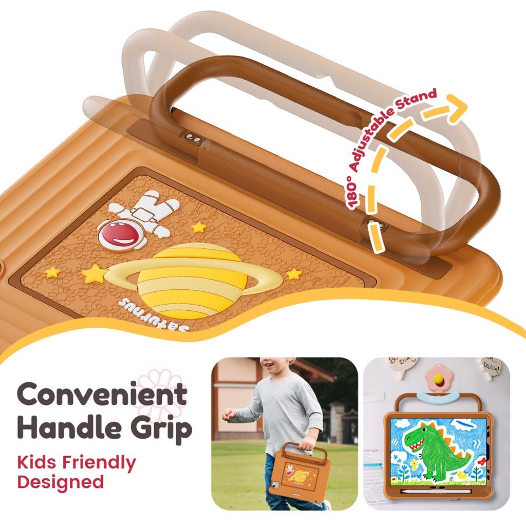 Lasten kuori jalustalla iPad Airille/Prolle 11" - ruskea