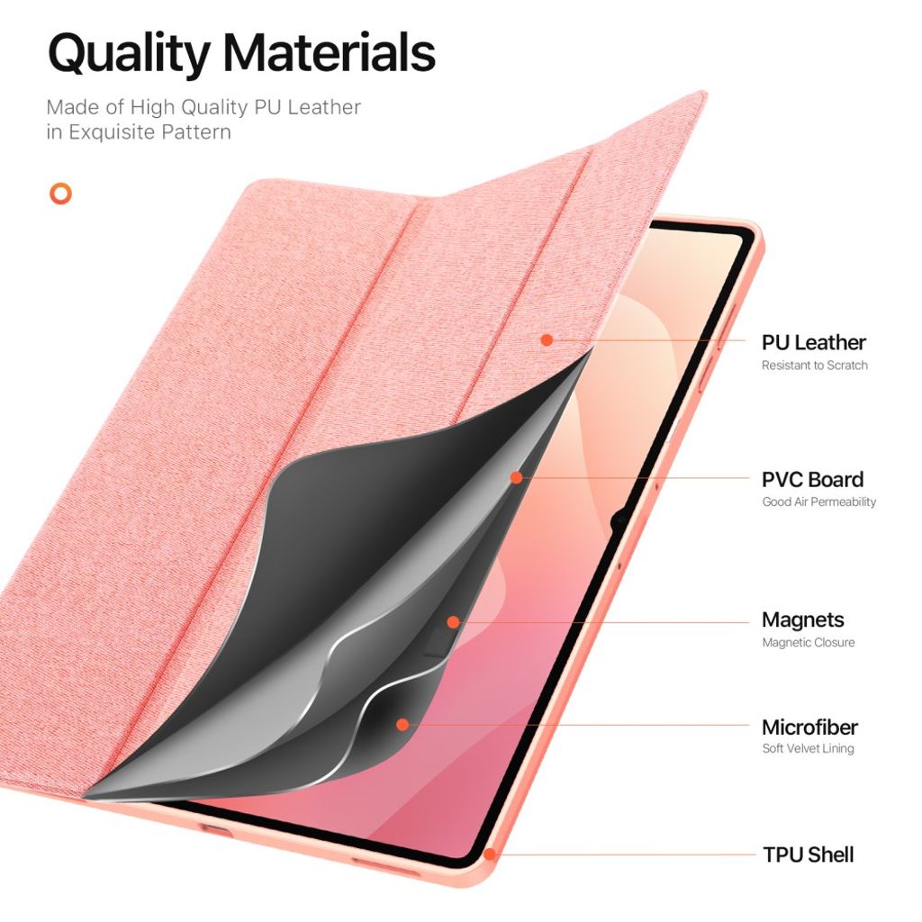 DUX DUCIS Tab S11 Ultra etui tri-fold stativ i PU-lær – Rosa