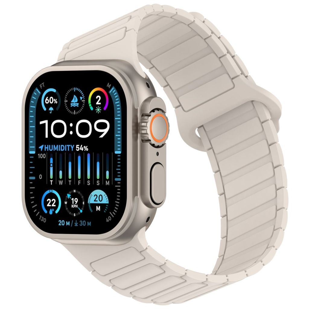 Apple Watch 42/41/40/38mm Klockarmband i Silikon Magnetisk Loop - Vit