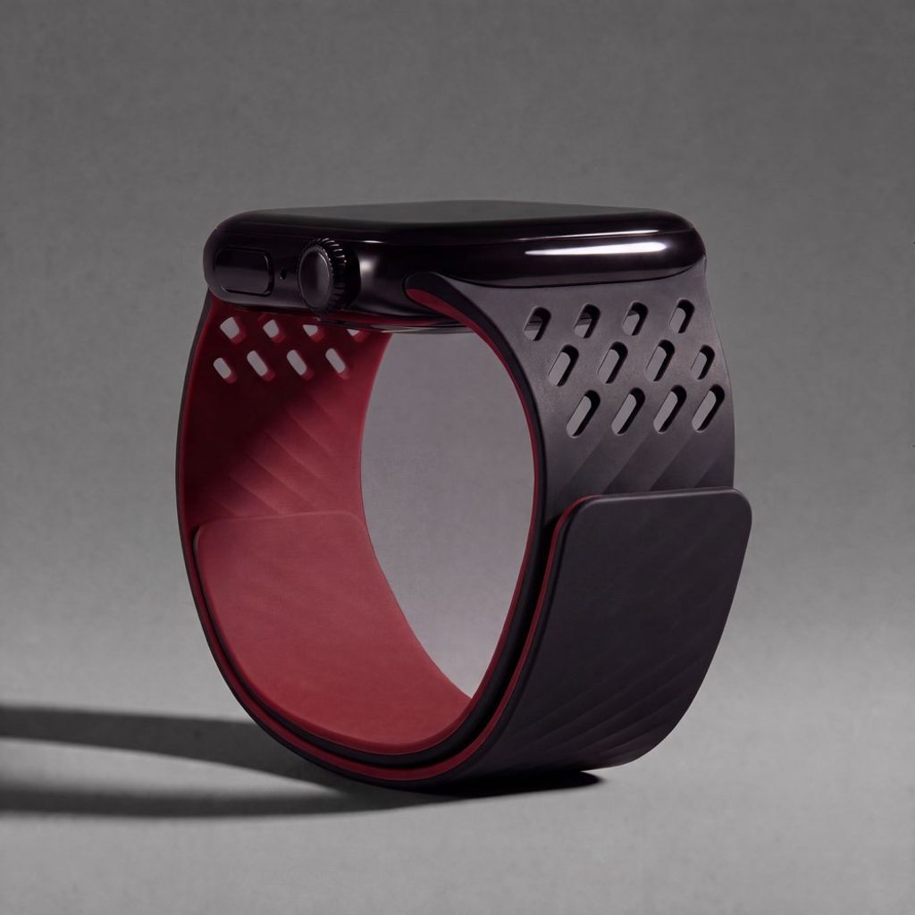 Apple Watch 42 / 41/ 40 / 38mm Klockarmband i Silikon - Svart/Vinröd