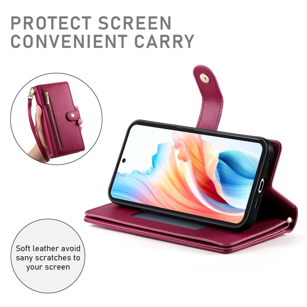 Samsung Galaxy S26 Plånboksfodral med Rem och Myntfack – Röd