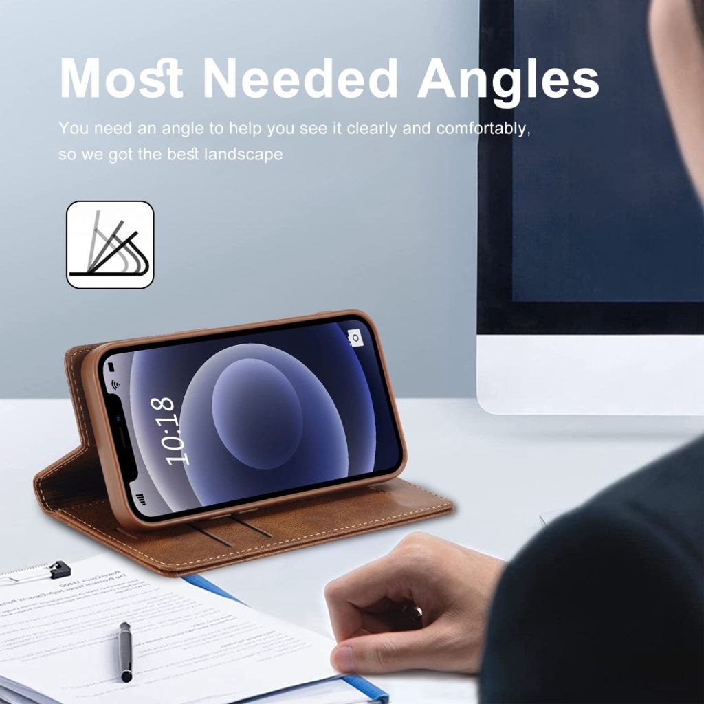 LC.IMEEKE iPhone 12 Mini Wallet Cover - Brown