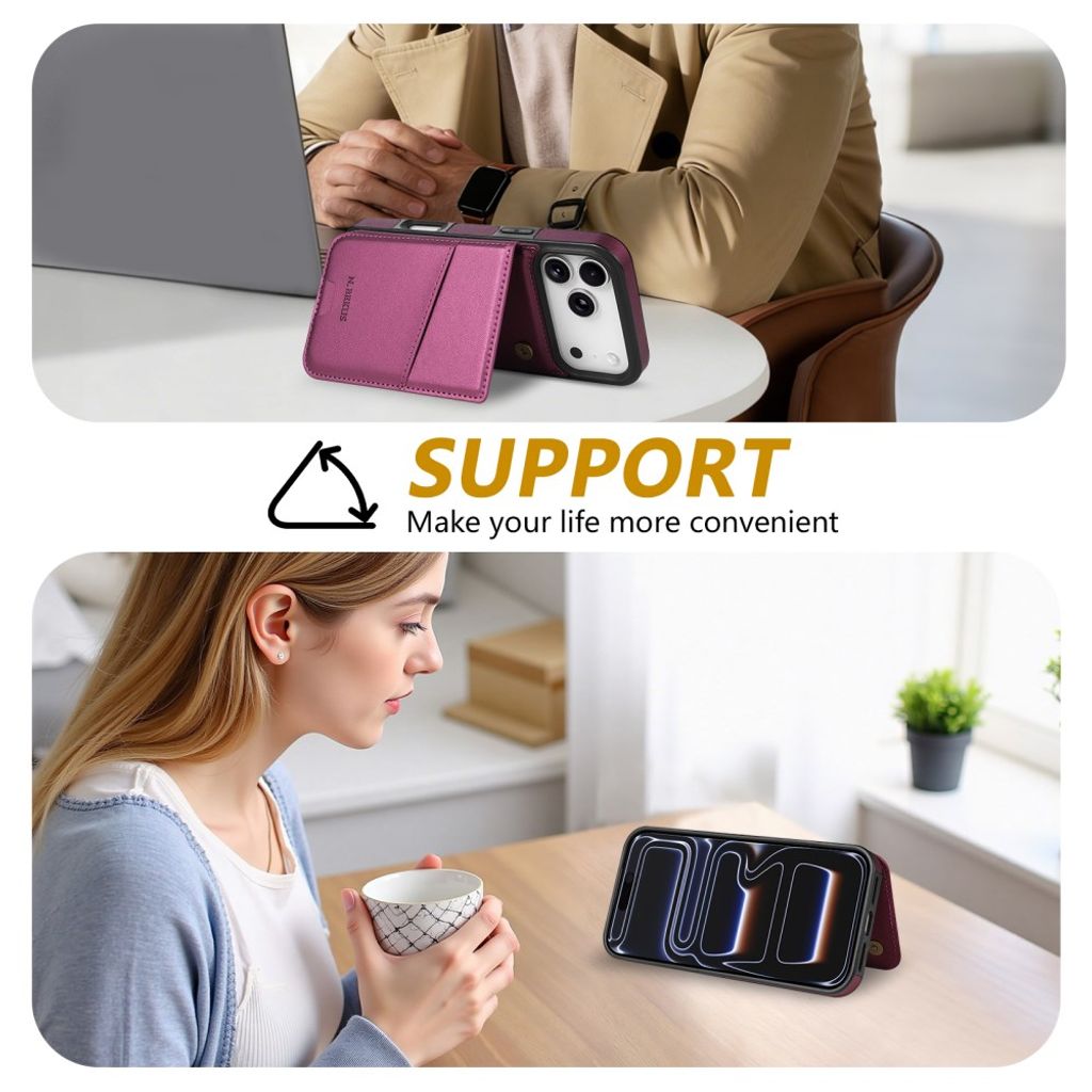 N.BEKUS iPhone 18 Pro Max/17 Pro Max Lompakkokuori RFID-suojauksella - Tummanvioletti