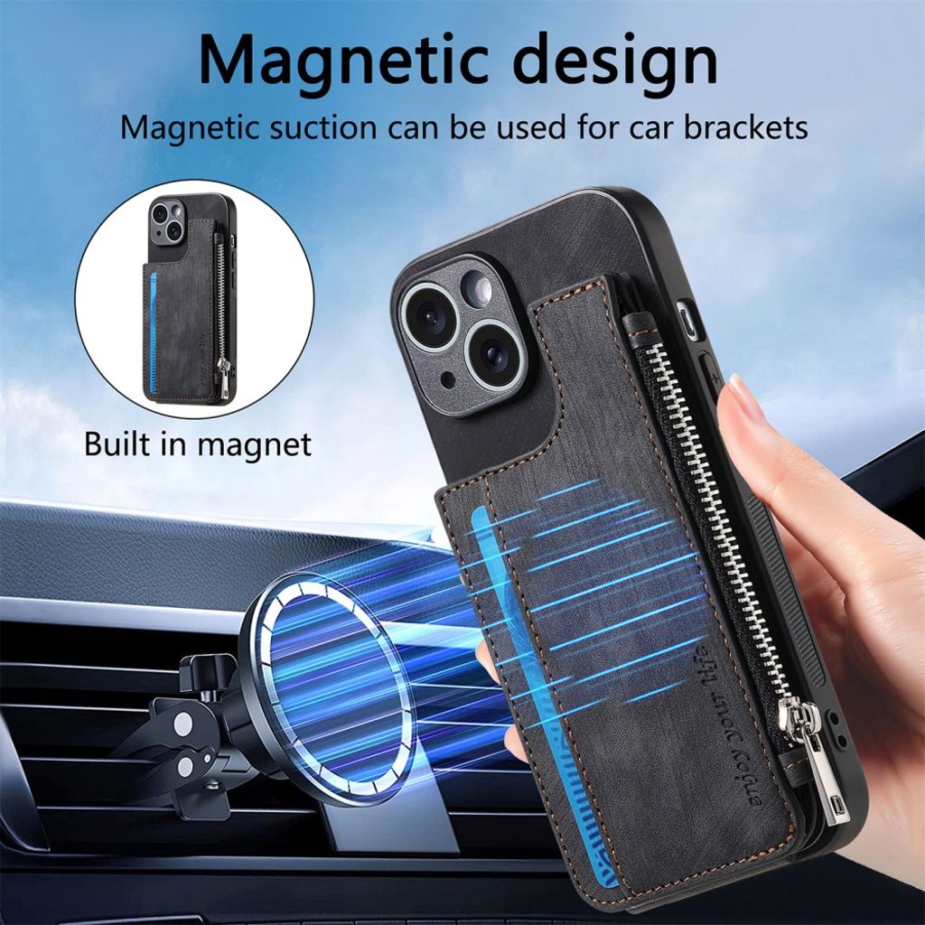 iPhone 14 Kuori Kortinpidike/Jalusta - Musta