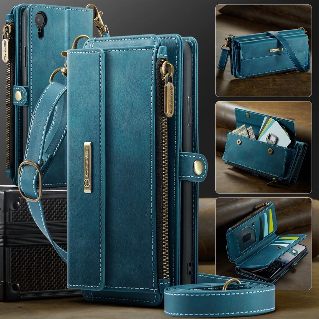 CASEME iPhone XR Plånboksfodral RFID-blockerande Stativ med Rem – Grön