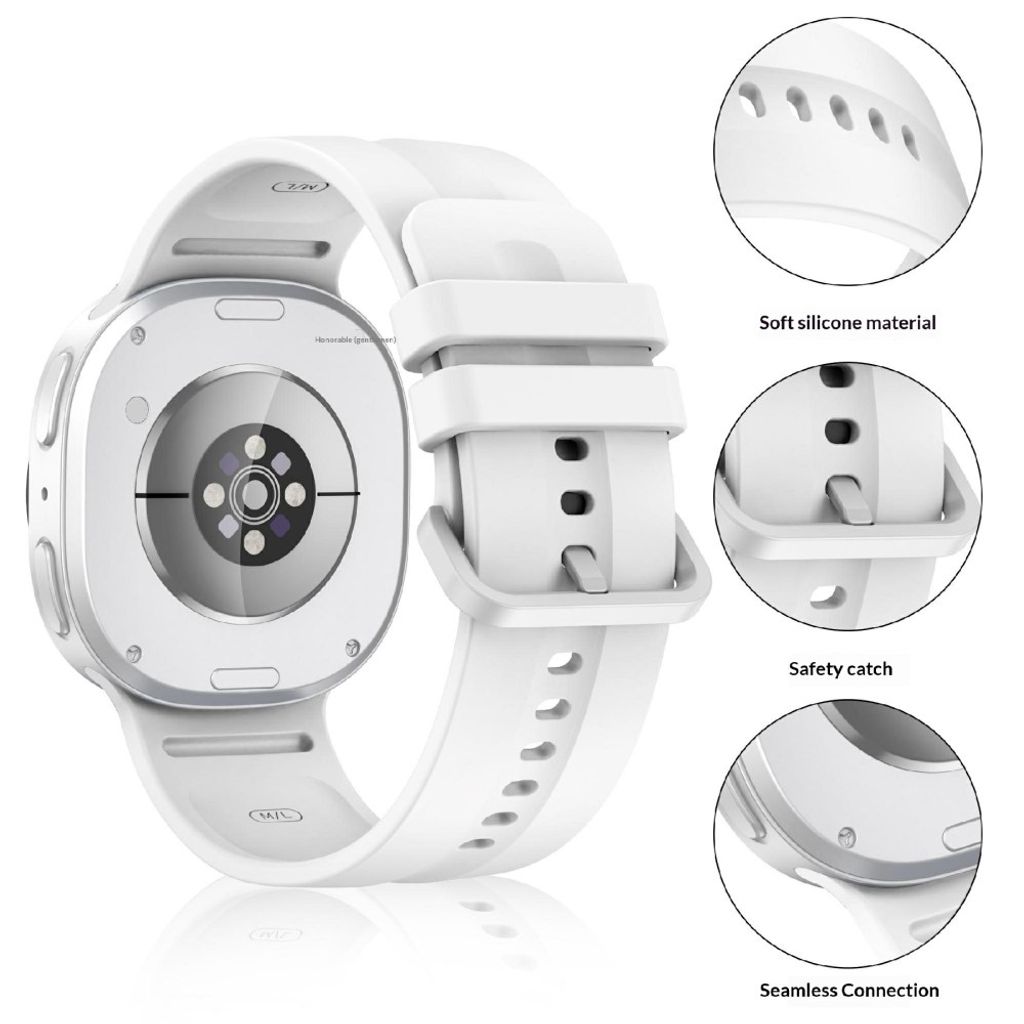 Samsung Galaxy Watch9/8/8 Classic Ensfarget silikon klokkerem S - Hvit