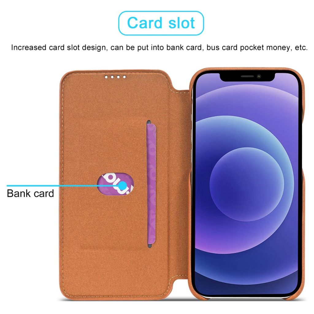 LC.IMEEKE iPhone 13 Mini Pungetui med Kortholder – Brun