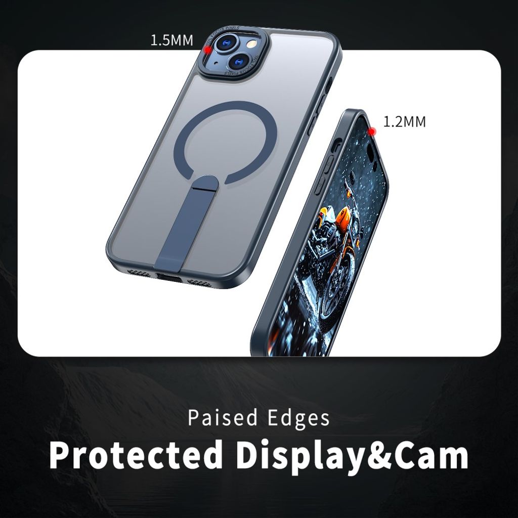 iPhone 14 Plus MagSafe Deksel med Stativ – Blå