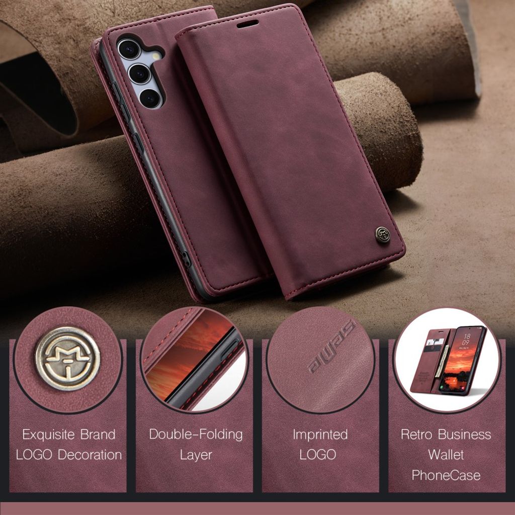 CASEME Samsung Galaxy S25 FE Plånboksfodral med Kortfack - Röd