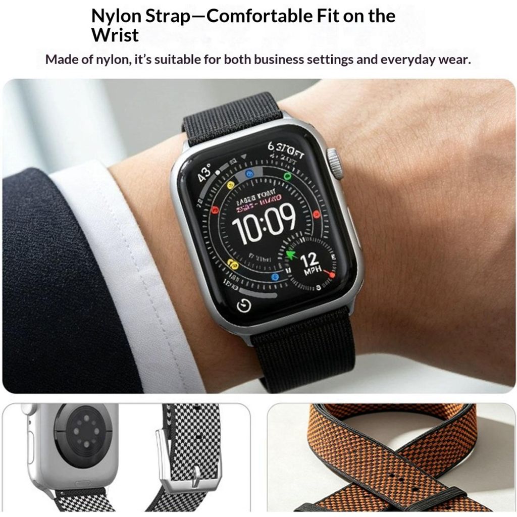 Apple Watch 42 / 41/ 40 / 38mm Justerbart klockarmband i nylon - Grå