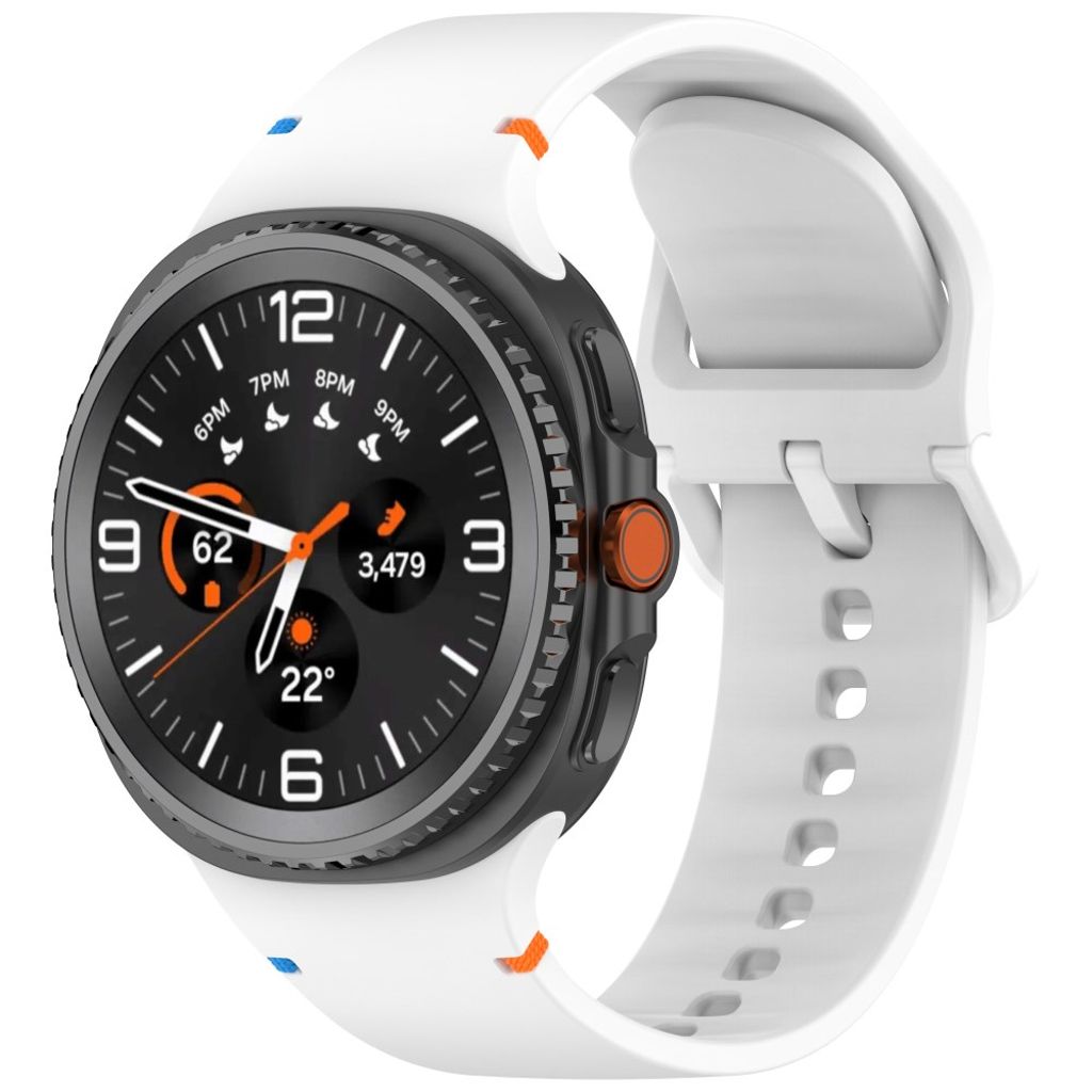 Samsung Galaxy Watch8 44mm / 40mm / Watch8 Classic 46mm Silikoniranneke L – Valkoinen