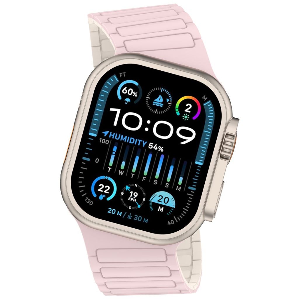 Apple Watch 42/41/40/38mm Klockarmband i Silikon Magnetisk Loop - Rosa/Vit