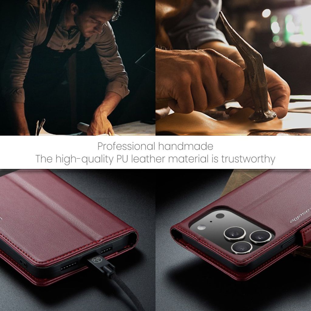 CASEME iPhone 17 Pro Max Etui med Kortspor - Rød