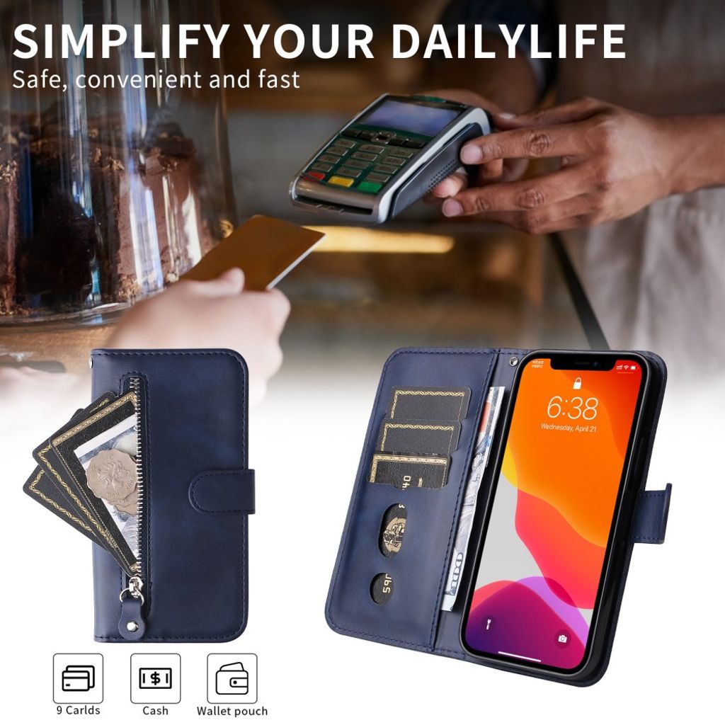 Motorola Moto G86 Power 5G etc. Cover with Zipper Pocket - Blue