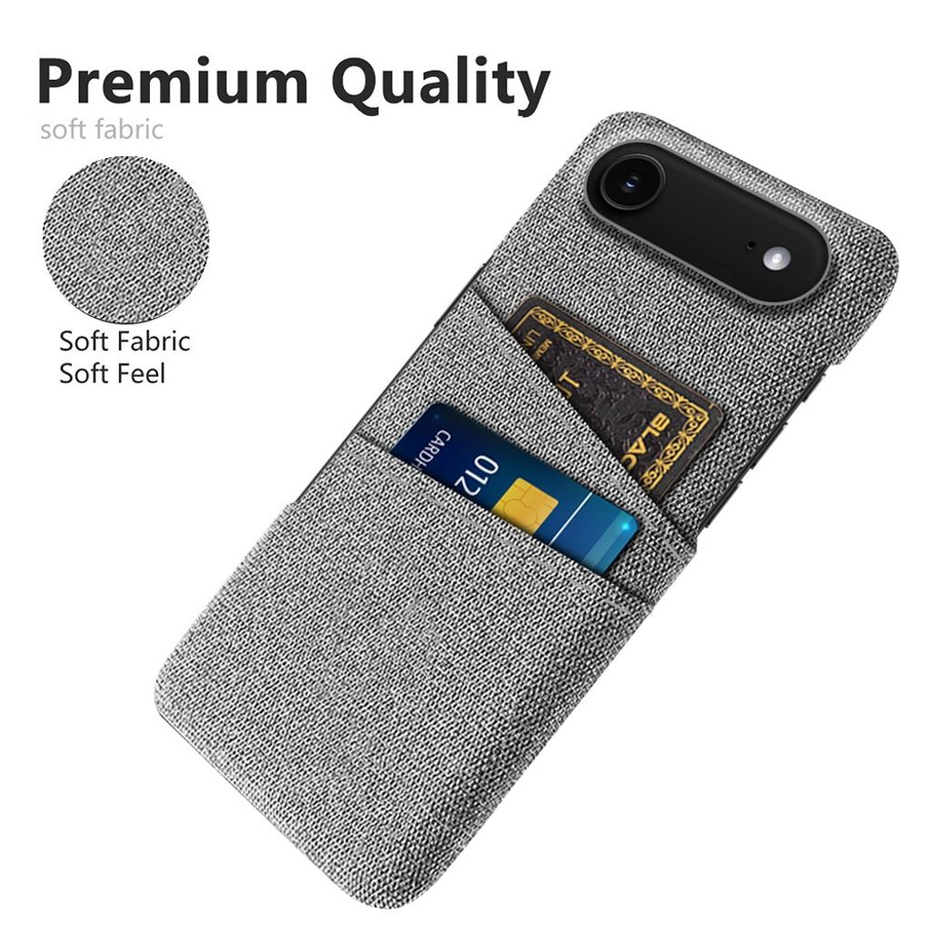iPhone 17 Air Kuori, Tekstiili, 2 Korttipaikka - vaaleanharmaa