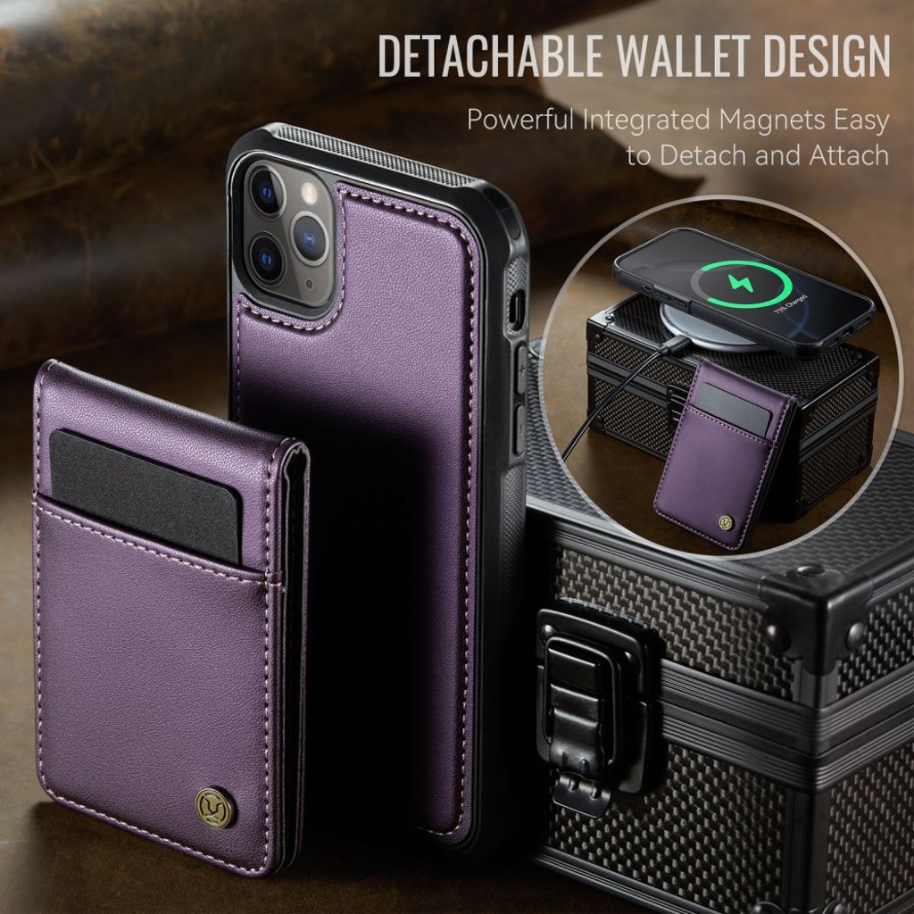 JEEHOOD iPhone 11 Pro Max Lompakkokuori MagSafe RFID – Violetti