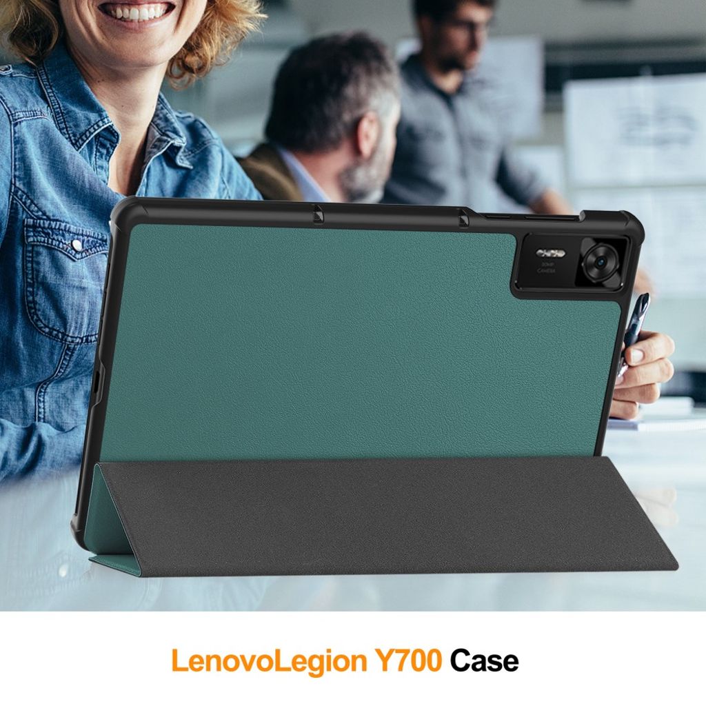 Lenovo Legion Y700 Gen 4 Etui Støtsikker PU-lær Tri-Fold - Mørkegrønn