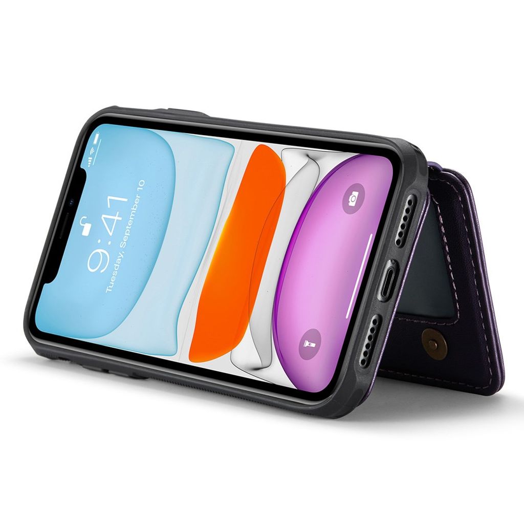 Jeehood iPhone 11 Skal med Avtagbar Magnetisk Kortväska – Lila