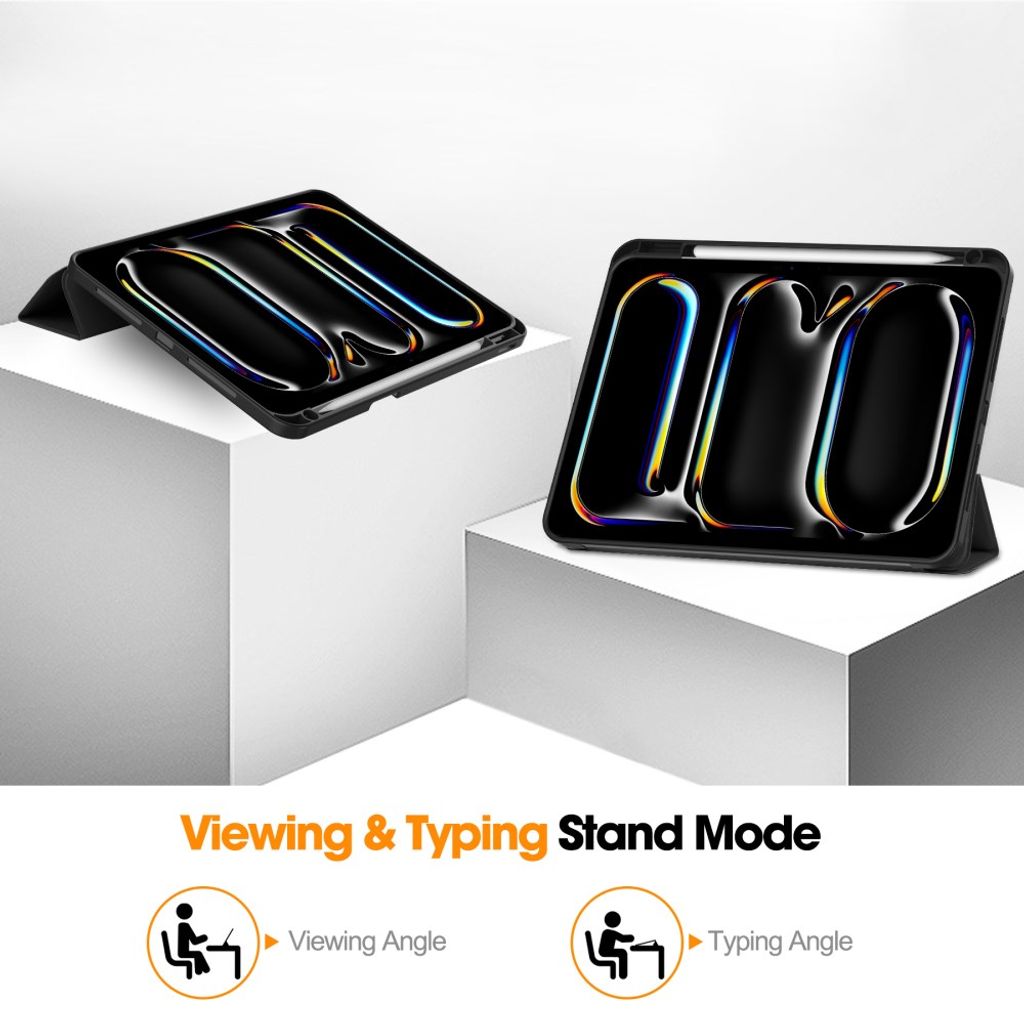 iPad Pro 11" 2025/2024 Tri-fold etui med holder for styluspenn - Svart