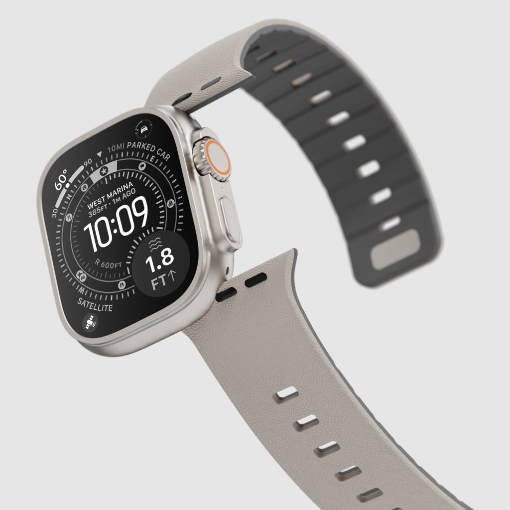 Apple Watch 42/41/40/38mm Klockarmband i texturerat silikon - Beige/Grå