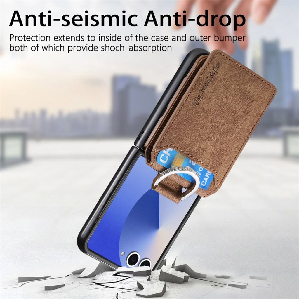 Samsung Galaxy Z Flip7 5G Skal med Ringhållare - Brun